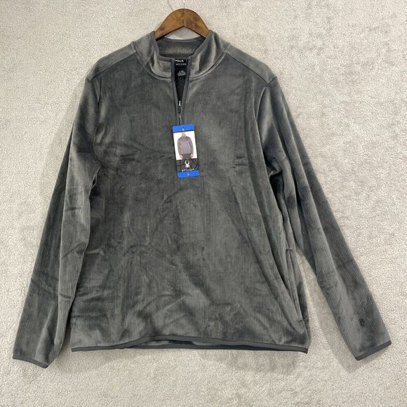 NEW Spyder Mens L Gray 1/4 Zip Pullover Sweatshirt Ribbed - Picture 1 of 9